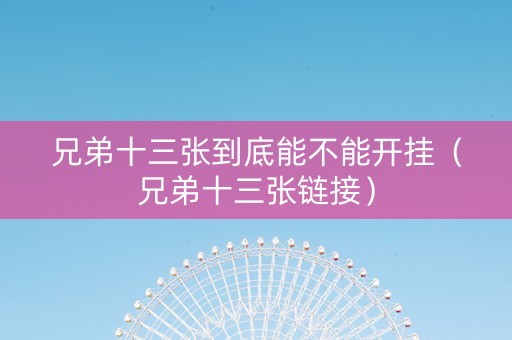 兄弟十三张到底能不能开挂（兄弟十三张链接）
