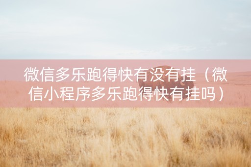 微信多乐跑得快有没有挂（微信小程序多乐跑得快有挂吗）