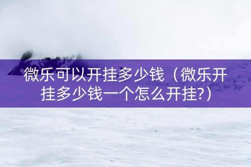 微乐可以开挂多少钱（微乐开挂多少钱一个怎么开挂?）