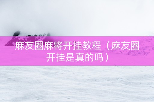 麻友圈麻将开挂教程（麻友圈开挂是真的吗）