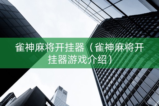 雀神麻将开挂器（雀神麻将开挂器游戏介绍）