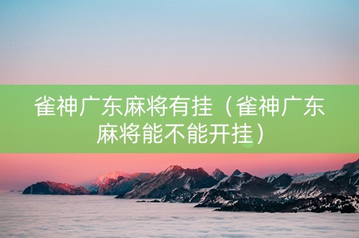 雀神广东麻将有挂（雀神广东麻将能不能开挂）