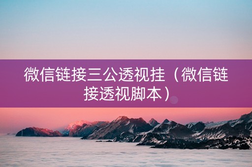微信链接三公透视挂（微信链接透视脚本）