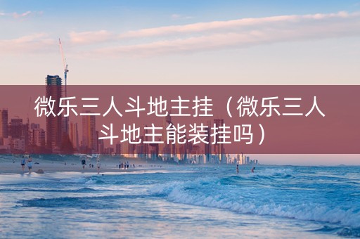 微乐三人斗地主挂（微乐三人斗地主能装挂吗）