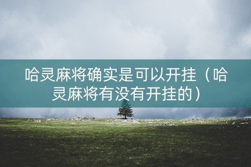 哈灵麻将确实是可以开挂（哈灵麻将有没有开挂的）
