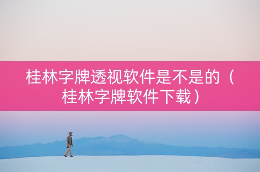 桂林字牌透视软件是不是的（桂林字牌软件下载）