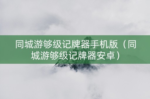 同城游够级记牌器手机版（同城游够级记牌器安卓）