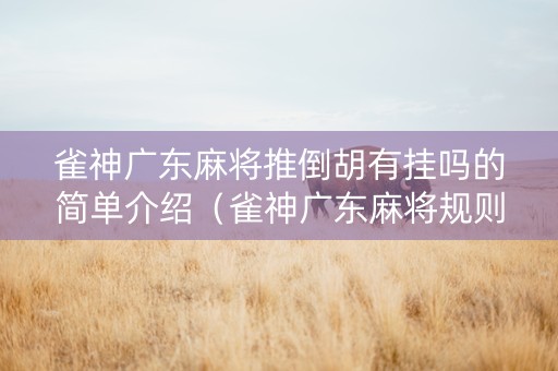 雀神广东麻将推倒胡有挂吗的简单介绍（雀神广东麻将规则番算法）