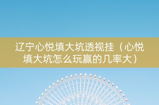 辽宁心悦填大坑透视挂（心悦填大坑怎么玩赢的几率大）
