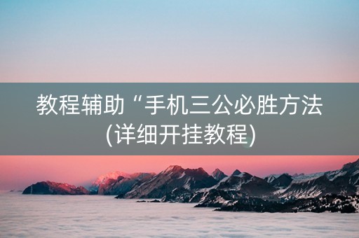 教程辅助“手机三公必胜方法(详细开挂教程)