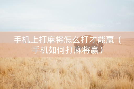 手机上打麻将怎么打才能赢（手机如何打麻将赢）