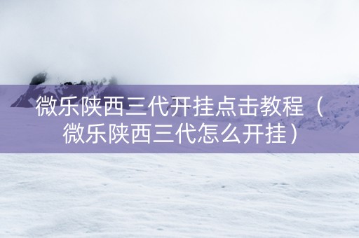 微乐陕西三代开挂点击教程（微乐陕西三代怎么开挂）