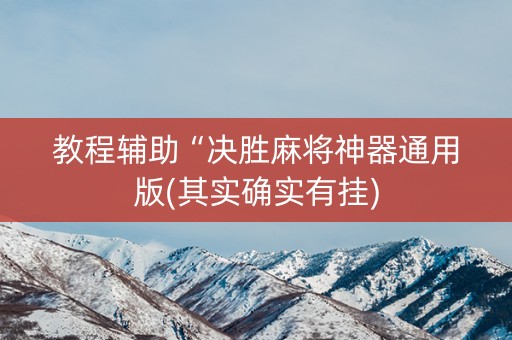 教程辅助“决胜麻将神器通用版(其实确实有挂)