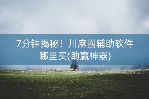 7分钟揭秘！川麻圈辅助软件哪里买(助赢神器)