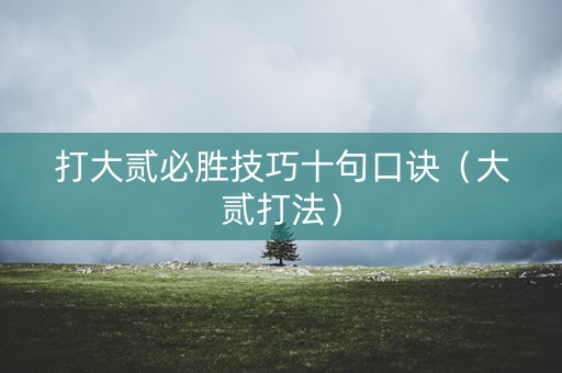 打大贰必胜技巧十句口诀（大贰打法）