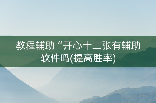 教程辅助“开心十三张有辅助软件吗(提高胜率)