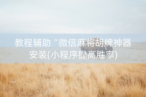 教程辅助“微信麻将胡牌神器安装(小程序提高胜率)