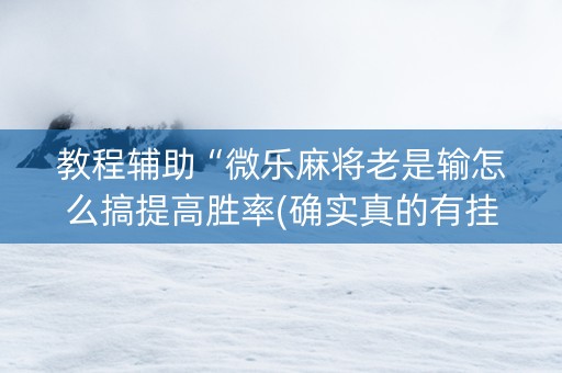 教程辅助“微乐麻将老是输怎么搞提高胜率(确实真的有挂)