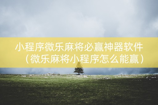 小程序微乐麻将必赢神器软件（微乐麻将小程序怎么能赢）