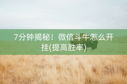 7分钟揭秘！微信斗牛怎么开挂(提高胜率)
