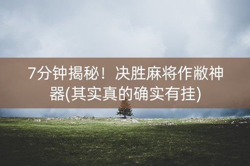 7分钟揭秘！决胜麻将作敝神器(其实真的确实有挂)