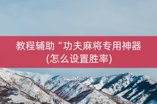 教程辅助“功夫麻将专用神器(怎么设置胜率)