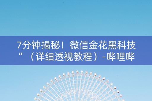 7分钟揭秘！微信金花黑科技”（详细透视教程）-哔哩哔哩