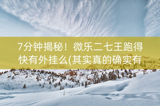 7分钟揭秘！微乐二七王跑得快有外挂么(其实真的确实有挂)