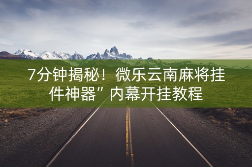 7分钟揭秘！微乐云南麻将挂件神器”内幕开挂教程