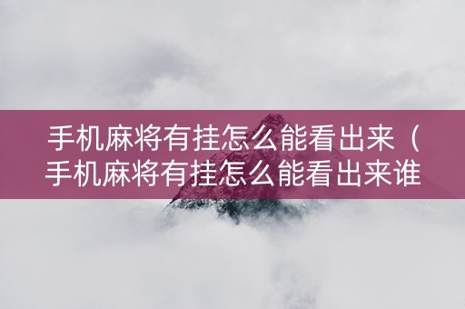 手机麻将有挂怎么能看出来（手机麻将有挂怎么能看出来谁赢了）