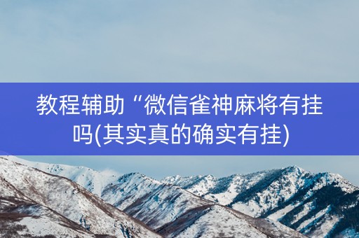 教程辅助“微信雀神麻将有挂吗(其实真的确实有挂)