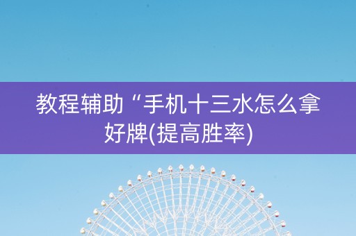 教程辅助“手机十三水怎么拿好牌(提高胜率)