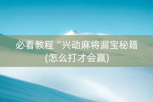 必看教程“兴动麻将漏宝秘籍(怎么打才会赢)