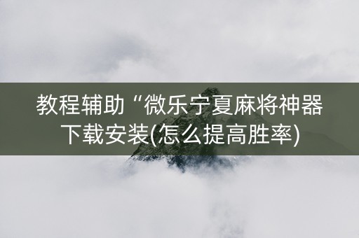 教程辅助“微乐宁夏麻将神器下载安装(怎么提高胜率)