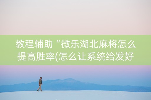教程辅助“微乐湖北麻将怎么提高胜率(怎么让系统给发好牌)
