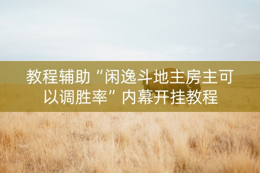 教程辅助“闲逸斗地主房主可以调胜率”内幕开挂教程