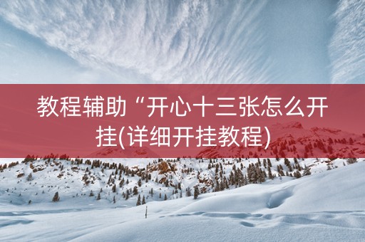 教程辅助“开心十三张怎么开挂(详细开挂教程)