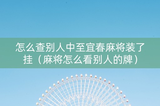 怎么查别人中至宜春麻将装了挂（麻将怎么看别人的牌）