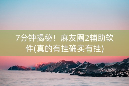 7分钟揭秘！麻友圈2辅助软件(真的有挂确实有挂)