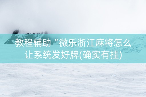 教程辅助“微乐浙江麻将怎么让系统发好牌(确实有挂)