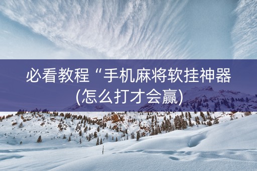 必看教程“手机麻将软挂神器(怎么打才会赢)