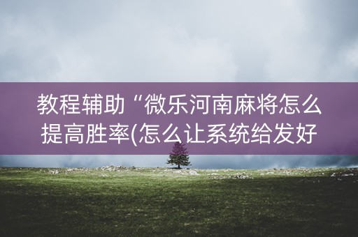 教程辅助“微乐河南麻将怎么提高胜率(怎么让系统给发好牌)