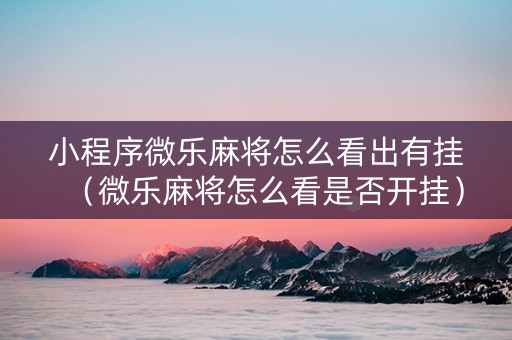 小程序微乐麻将怎么看出有挂（微乐麻将怎么看是否开挂）