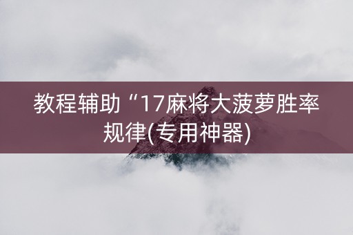 教程辅助“17麻将大菠萝胜率规律(专用神器)