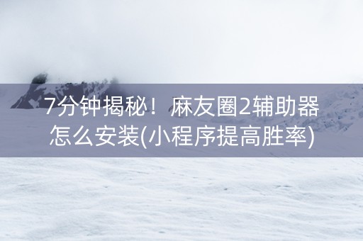 7分钟揭秘！麻友圈2辅助器怎么安装(小程序提高胜率)