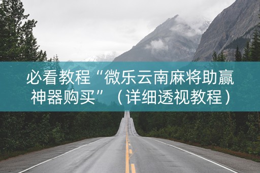 必看教程“微乐云南麻将助赢神器购买”（详细透视教程）-哔哩哔哩