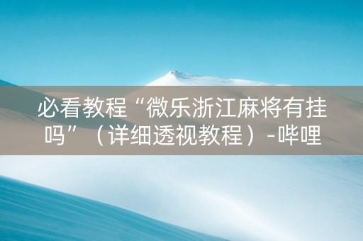 必看教程“微乐浙江麻将有挂吗”（详细透视教程）-哔哩哔哩
