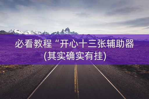 必看教程“开心十三张辅助器(其实确实有挂)