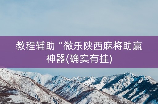 教程辅助“微乐陕西麻将助赢神器(确实有挂)
