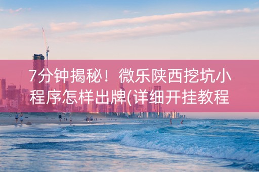 7分钟揭秘！微乐陕西挖坑小程序怎样出牌(详细开挂教程)